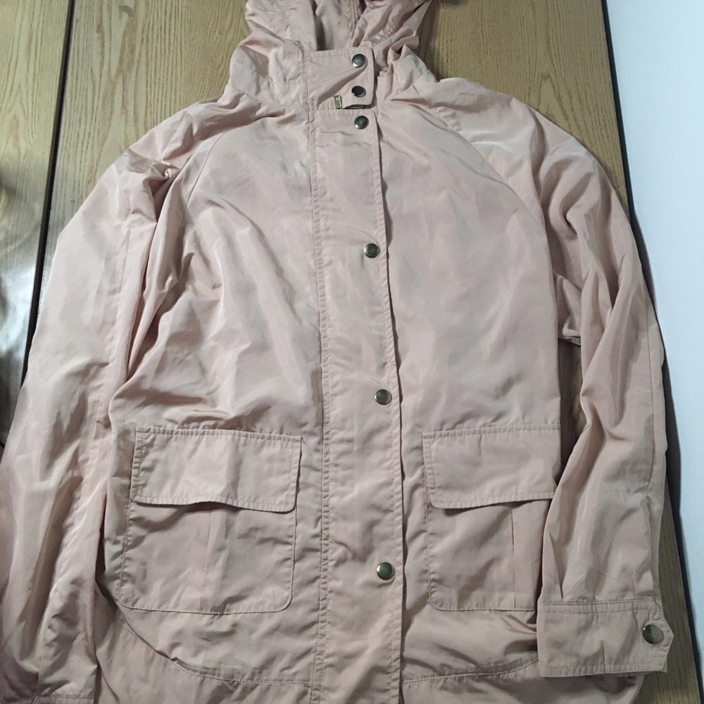 Womens Forever 21 Pink Utility Jacket with Hood Lightweight Soft Size Medium